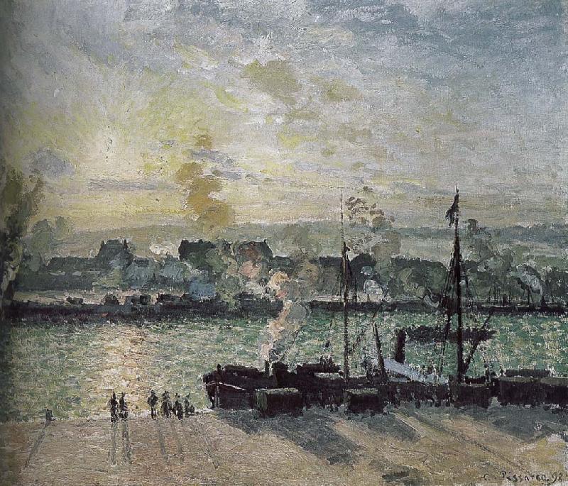 Camille Pissarro sunset port Sweden oil painting art